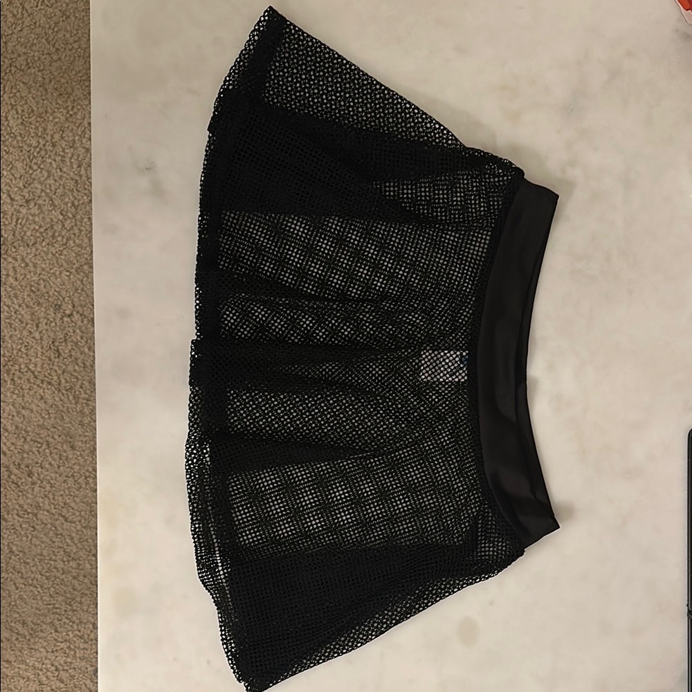 Black Mesh A-Line Skirt